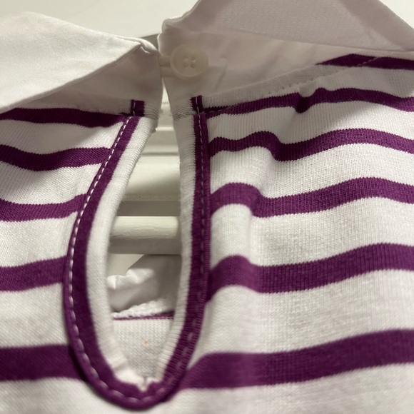 Purple and White Striped T-Shirt with White Collar - Picture 7 of 7